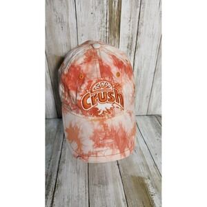 Crush Soda Tie Dye Distressed Baseball Cap Hat Orange White Adjustable